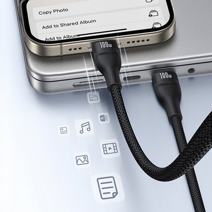 Cavo di ricarica USB-C - Lightning / 2 x USB-C Baseus Flash Series III 3in1, 100W, 1,5m, Nero, Ricondizionato P10377502111-00