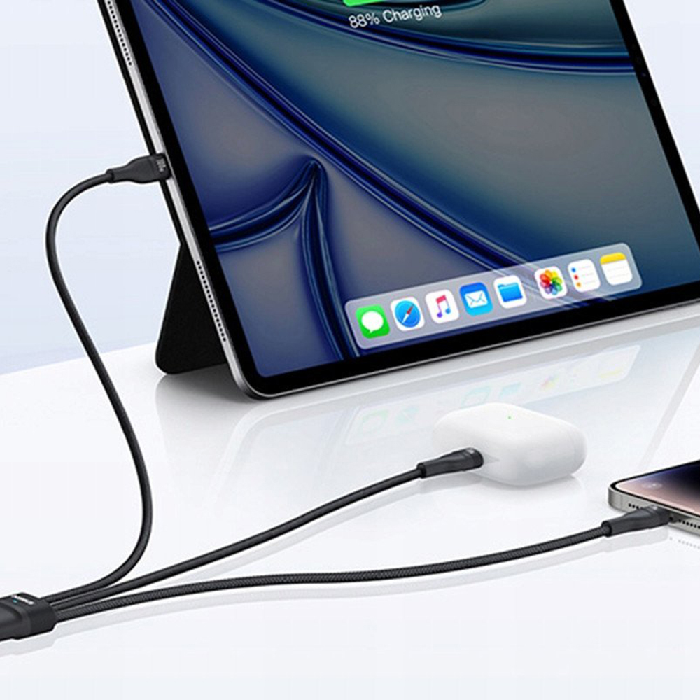 Cavo di ricarica USB-C - Lightning / 2 x USB-C Baseus Flash Series III 3in1, 100W, 1,5m, Nero, Ricondizionato P10377502111-00