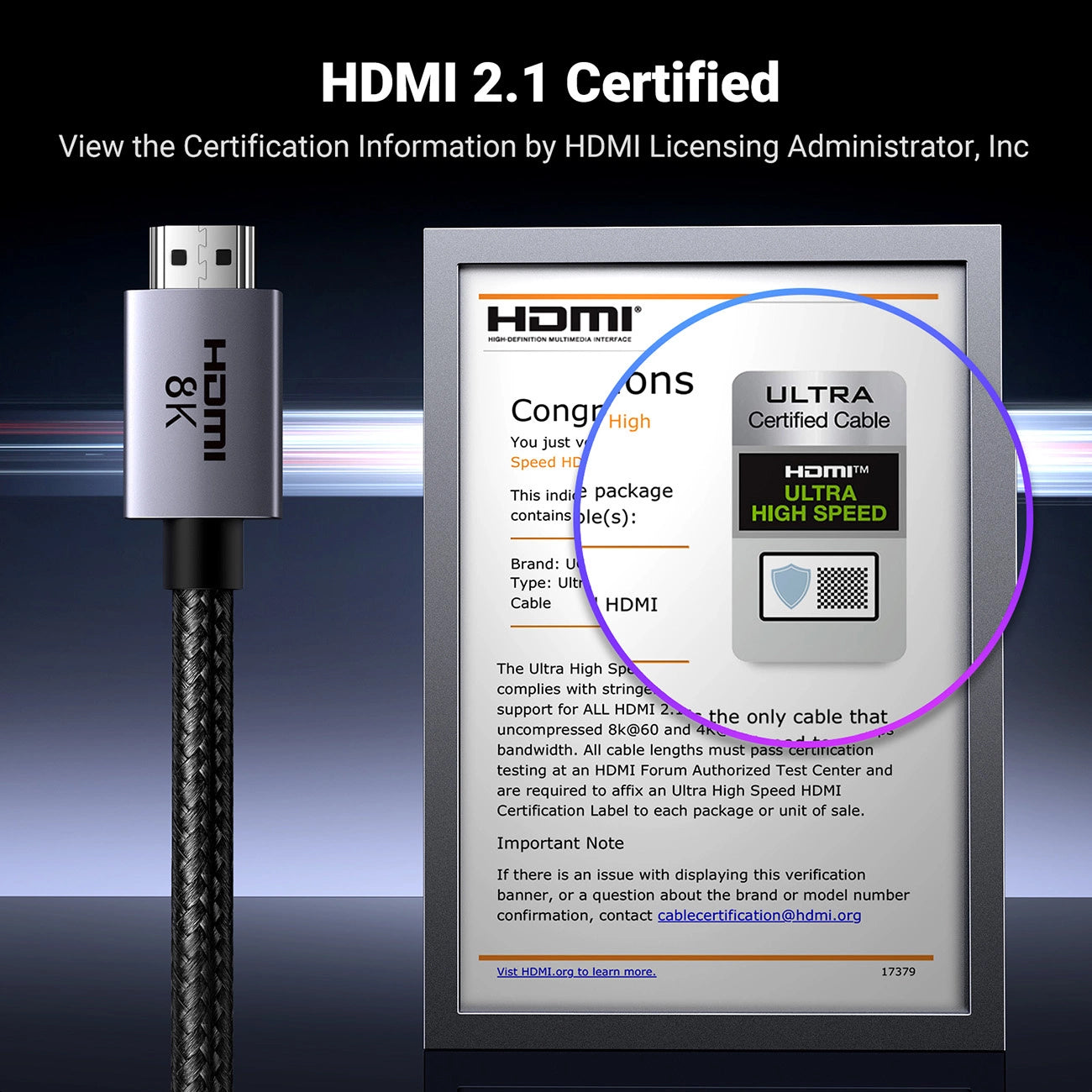 Cavo Video UGREEN HD171, HDMI - HDMI, 8K, 2m, Nero
