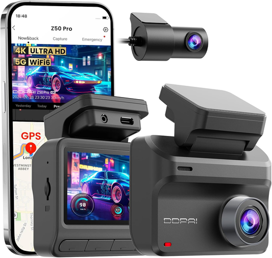 Telecamera Auto Anteriore Posteriore DDPAI Z50 Pro Dual, 4K, Wi-Fi, GPS, Display 3 pollici