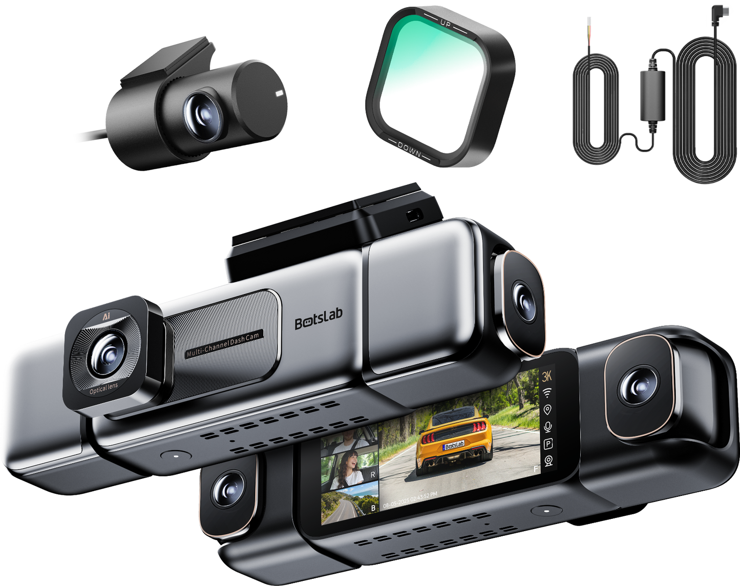 Camera Auto Anteriore e Posteriore Botslab G980H 4CH, 3K, Wi-Fi, GPS, Display 3.18 pollici