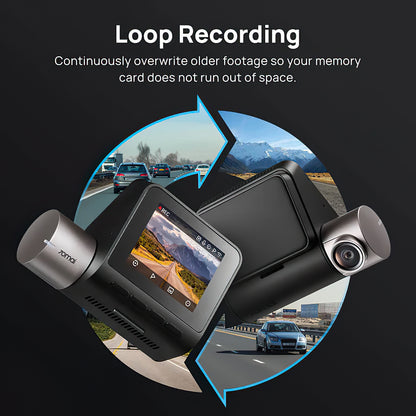 Telecamera Auto Anteriore e Posteriore 70mai Dash Cam A510, 3K, GPS, Wi-Fi, Display 2 pollici