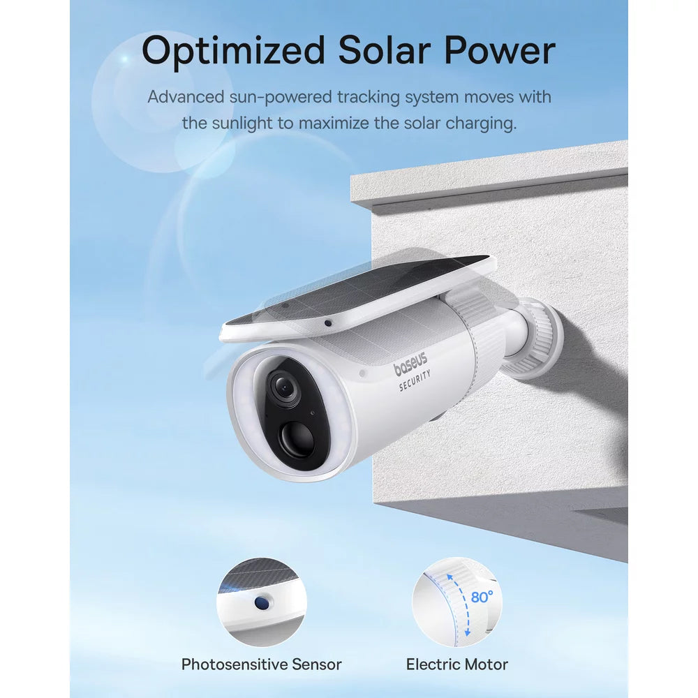 Telecamera di Sorveglianza Baseus Solar S1, Wi-Fi, 2K, IP67, Pannello Solare, Esterno S0SW002130