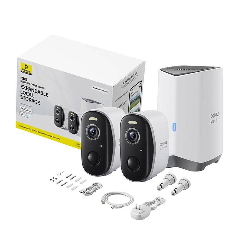 Telecamera di Sorveglianza Baseus N1 Plus, Wi-Fi, 2K, IP67, Esterno, Set 2 pezzi S0TW012131