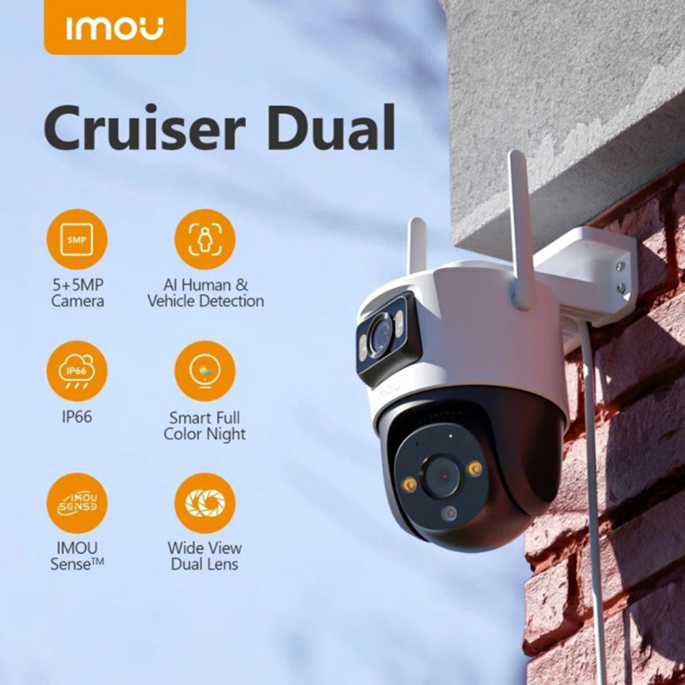 Telecamera di Sorveglianza Imou Cruiser Dual, Wi-Fi, 2.8K + 2.8K, IP66, Esterno, Bianca IPC-S7XP-10M0WED-0360B