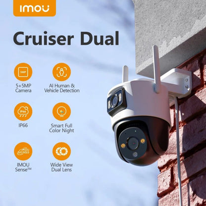 Telecamera di Sorveglianza Imou Cruiser Dual, Wi-Fi, 2.8K + 2K, IP66, Esterno, Bianca IPC-S7XP-8M0WED-0360B