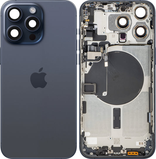 Coperchio Batteria Apple iPhone 15 Pro Max, Con Scocca Centrale, Blu (Blue Titanium), Swap