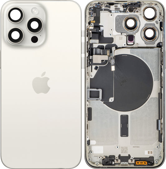 Coperchio Batteria Apple iPhone 15 Pro Max, Con Scocca Centrale, Bianco (Titanio Bianco), Swap