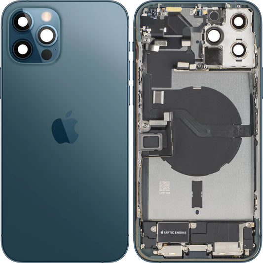 Coperchio Batteria Apple iPhone 12 Pro Max, Con Scocca Centrale, Completo di Parti, Blu (Pacific Blue), Swap