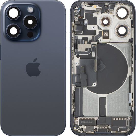 Coperchio Batteria Apple iPhone 15 Pro, Con Scocca Centrale, Full Parts, Blu (Blue Titanium), Swap