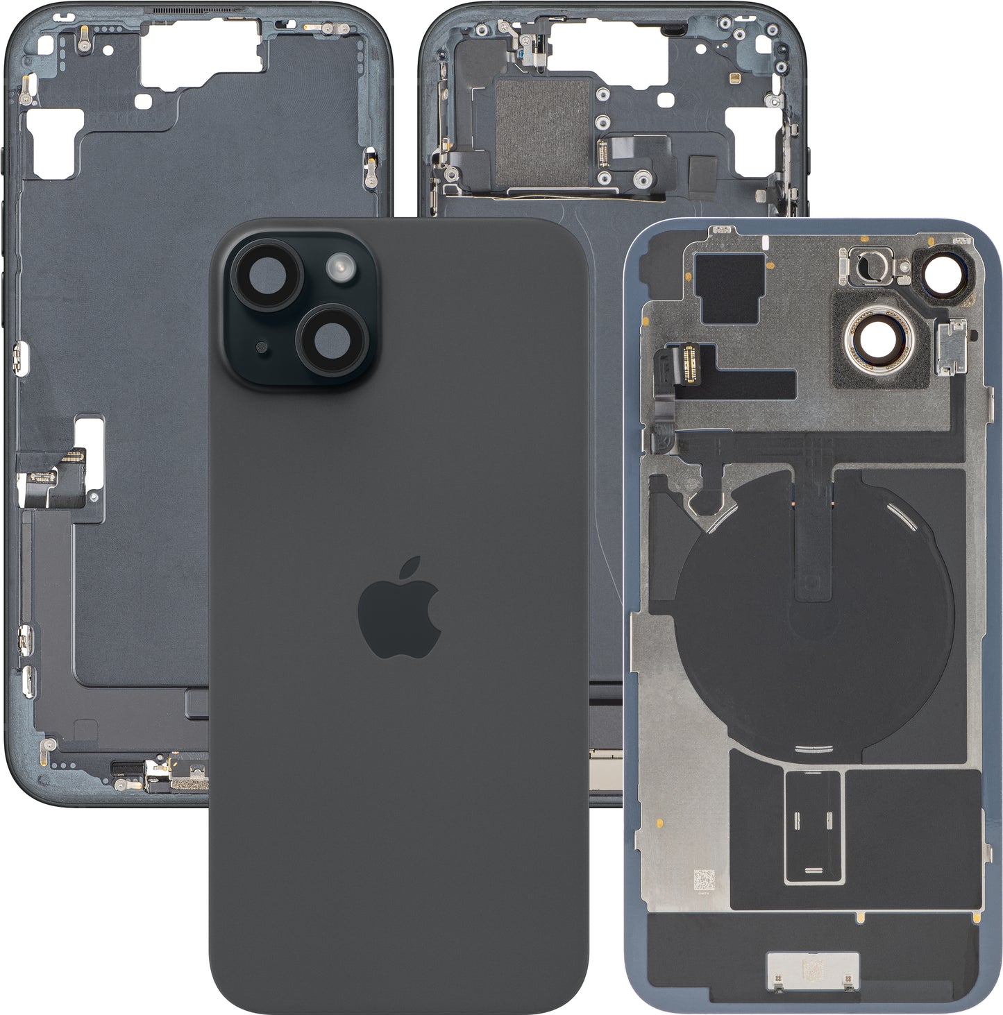 Coperchio Batteria Apple iPhone 15 Plus, Con Scocca Centrale, Completo di Parti, Nero, Swap