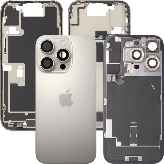 Coperchio Batteria Apple iPhone 16 Pro, Con Scocca Centrale, Full Parts, Beige (Titanio Naturale), Swap