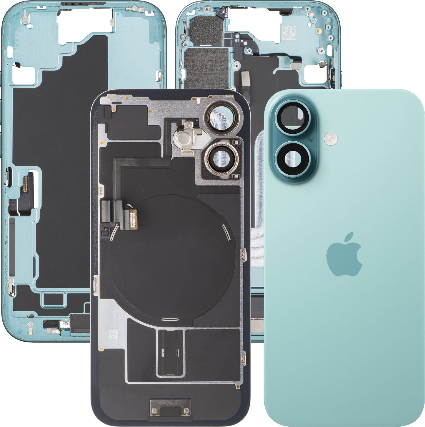 Coperchio Batteria Apple iPhone 16, Con Scocca Centrale, Completo di Parti, Verde (Teal), Swap