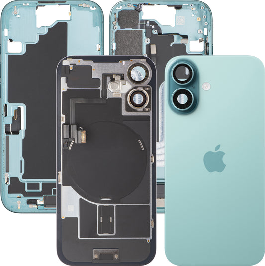 Coperchio Batteria Apple iPhone 16, Con Scocca Centrale, Completo di Parti, Verde (Teal), Swap