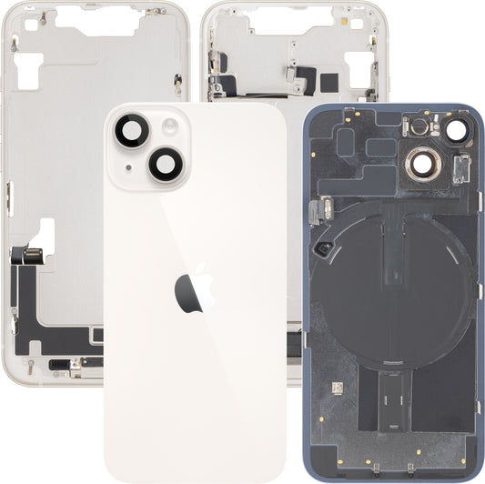 Coperchio Batteria Apple iPhone 14, Con Scocca Centrale, Completo di Parti, Bianco (Starlight), Swap