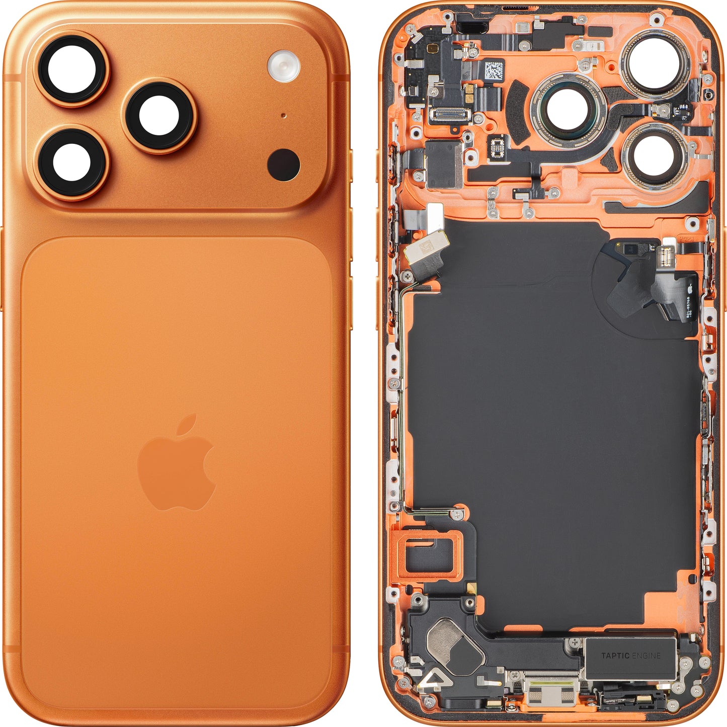 Apple iPhone 17 Pro Battery Cover, With Middle Frame, Full Parts, Orange (Cosmic Orange), Swap