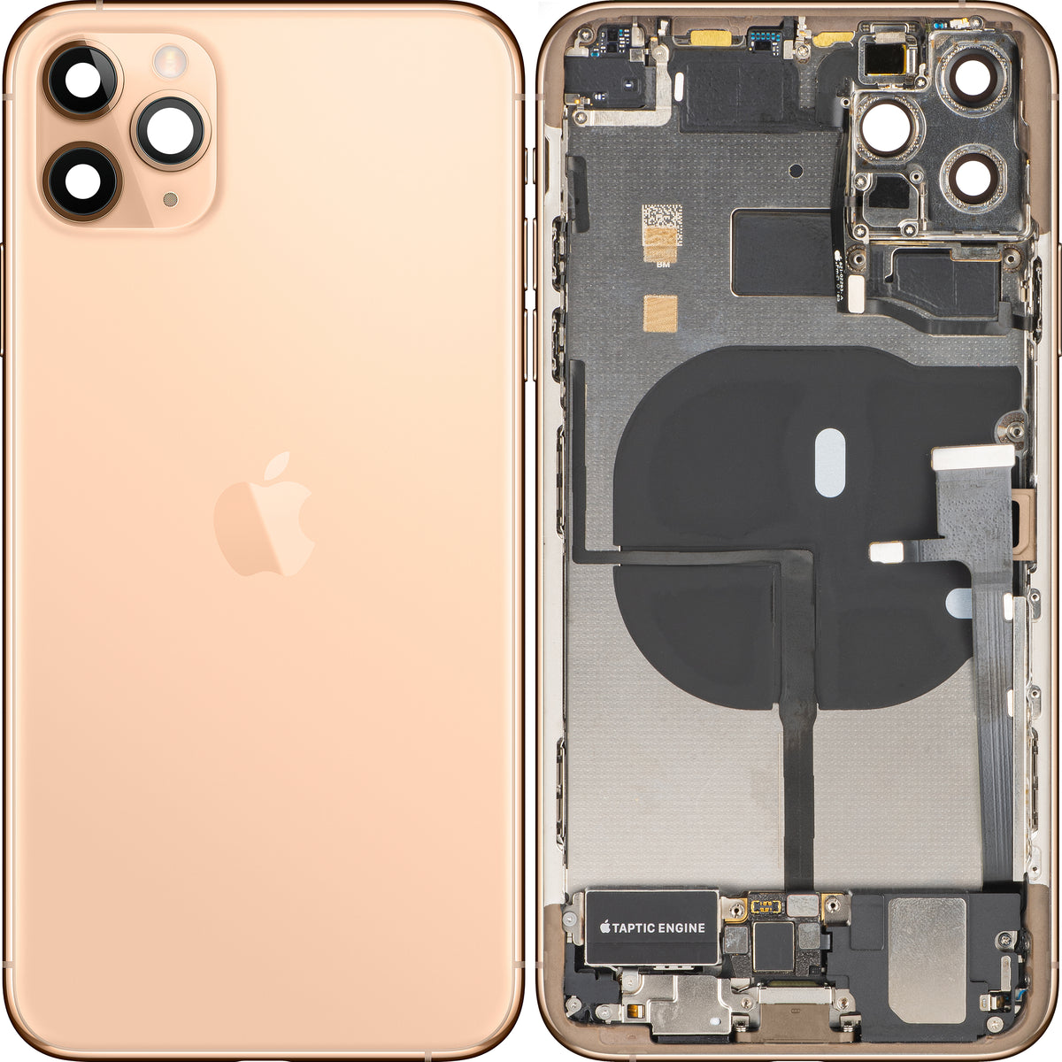 Copertura Batteria Apple iPhone 11 Pro Max, Con Scocca Centrale, Parti Complete, Oro Opaco (Matte Gold), Swap Premium