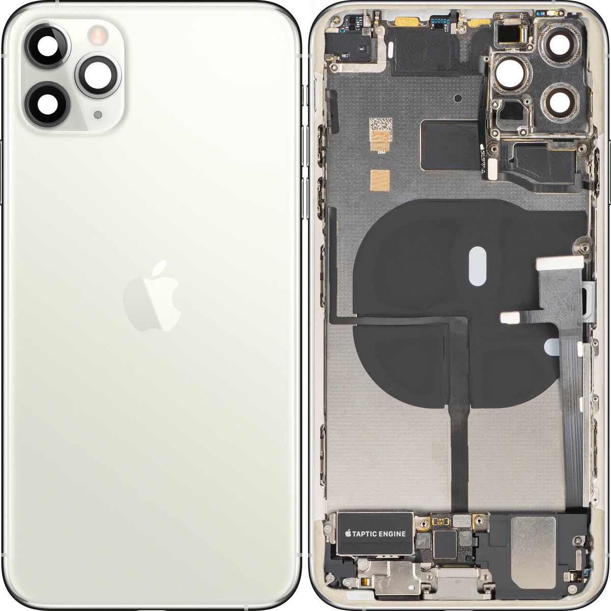 Cover Batteria Apple iPhone 11 Pro Max, Con Scocca Centrale, Parti Complete, Argento (Matte Silver), Swap Premium