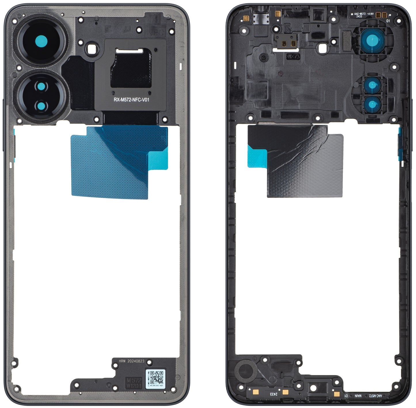 Custodia Centrale Xiaomi Redmi 13C NFC / Poco C65, Nera, Service Pack 560001C3UP00