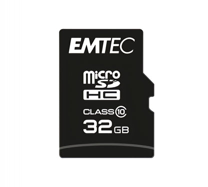Scheda di Memoria microSDHC Emtec C10 Classic, 32Gb, Classe 10, Con Lettore di Schede e Adattatore ECMSDM32GHC10CGRA2