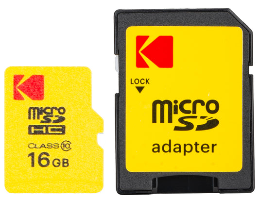 Scheda di memoria microSDHC Kodak Extra Performance, 16Gb, Classe 10, con adattatore EKMSDM16GHC10CJ
