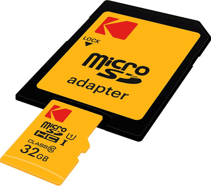 Scheda di Memoria microSDHC Kodak Premium Performance, 32Gb, Classe 10 / UHS-1 U1, Con Adattatore EKMSDM32GHC10K