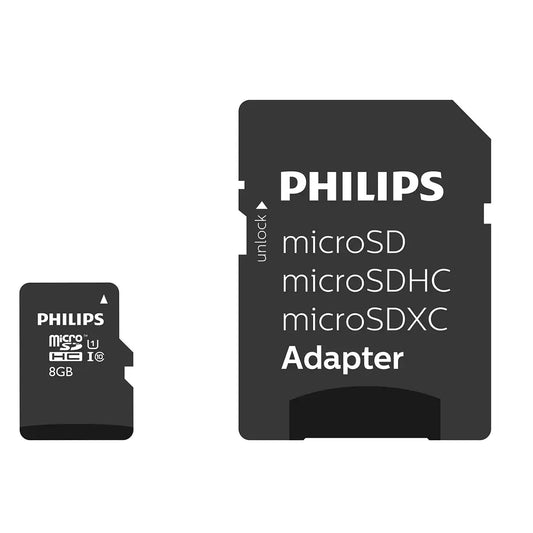 Scheda di memoria microSDHC Philips, 8Gb, Classe 10 / UHS-1 U1, con adattatore FM08MP45B/10