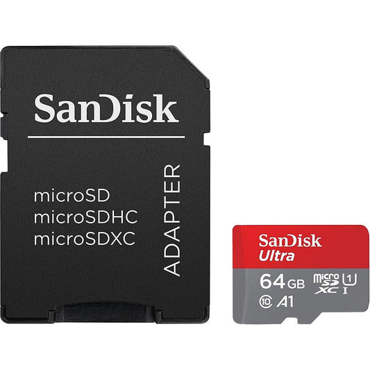 Scheda di Memoria microSDXC SanDisk Ultra Android A1, 64Gb, Classe 10 / UHS-1 U1, Con Adattatore SDSQUAB-064G-GN6MA