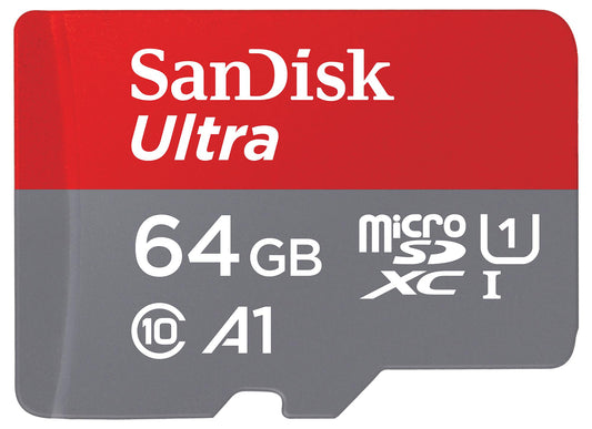 Scheda di Memoria microSDXC SanDisk Ultra Android A1, 64Gb, Classe 10 / UHS-1 U1, Con Adattatore SDSQUAB-064G-GN6MA