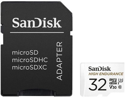 SanDisk High Endurance microSDHC Memory Card, 32GB, Class 10 / UHS-1 U3, With Adapter SDSQQNR-032G-GN6IA