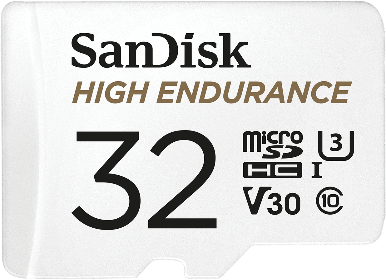 SanDisk High Endurance microSDHC Memory Card, 32GB, Class 10 / UHS-1 U3, With Adapter SDSQQNR-032G-GN6IA