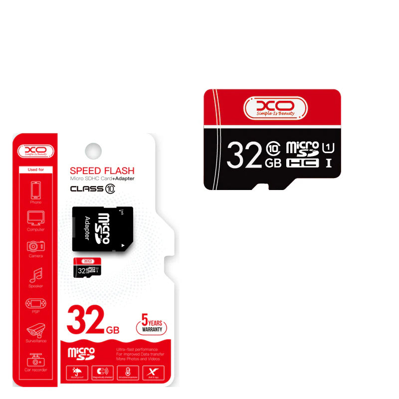 Scheda di memoria microSDHC XO Design Speed Flash, 32Gb, Classe 10 / UHS-1 U3, con adattatore