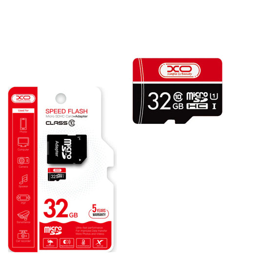Scheda di memoria microSDHC XO Design Speed Flash, 32Gb, Classe 10 / UHS-1 U3, con adattatore
