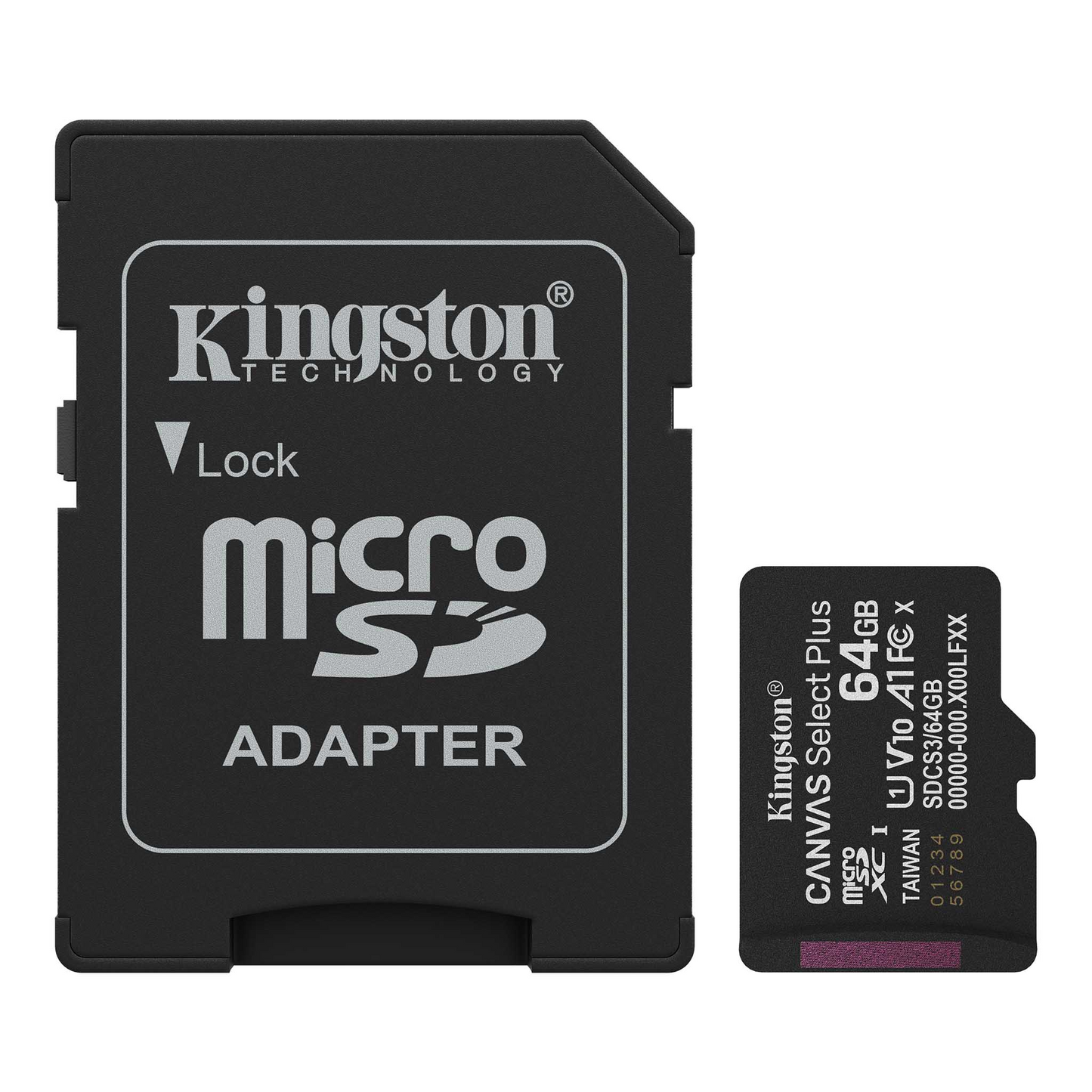 Scheda di Memoria microSDXC Kingston Canvas Select Plus Android A1, 64Gb, Classe 10 / UHS-1 U1, Con Adattatore SDCS3/64GB