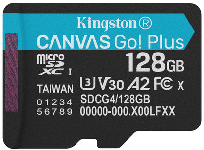 Scheda di Memoria microSDXC Kingston Canvas Go Plus Android A2, 128Gb, Classe 10 / UHS-1 U3 SDCG4/128GBSP