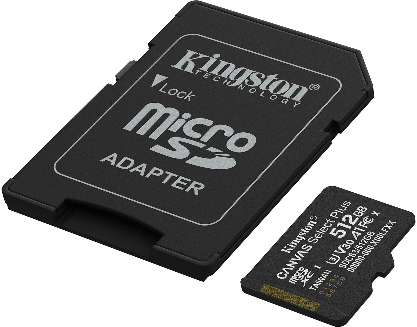 Scheda di Memoria microSDXC Kingston Canvas Select Plus Android A1, 512Gb, Classe 10 / UHS-1 U3, Con Adattatore SDCS3/512GB