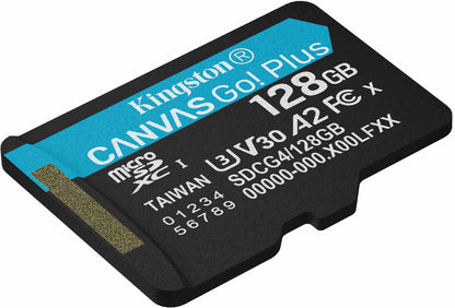 Scheda di Memoria microSDXC Kingston Canvas Go Plus Android A2, 128Gb, Classe 10 / UHS-1 U3 SDCG4/128GBSP