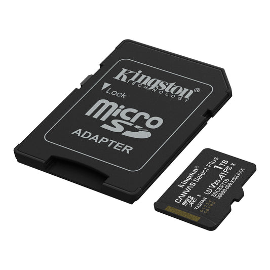 Scheda di Memoria microSDXC Kingston Canvas Select Plus Android A1, 1TB, Classe 10 / UHS-1 U3, Con Adattatore SDCS3/1TB
