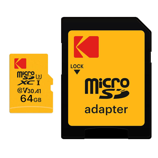 Scheda di Memoria microSDXC Kodak Ultra Performance, 64Gb, Classe 10 / UHS-1 U3, Con Adattatore EKMSDM64GXC10HPRK