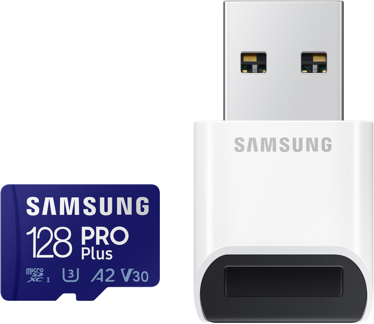 Scheda di memoria microSDXC Samsung PRO Plus, 128Gb, Classe 10 / UHS-1 U3, Con Lettore di Schede e Adattatore MB-MD128KB/WW