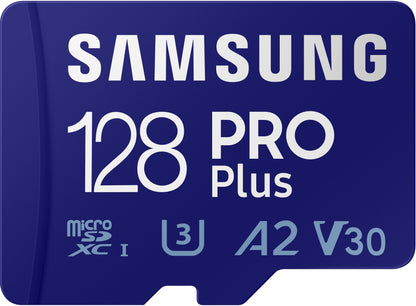Scheda di memoria microSDXC Samsung PRO Plus, 128Gb, Classe 10 / UHS-1 U3, Con Lettore di Schede e Adattatore MB-MD128KB/WW