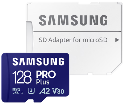 Scheda di memoria microSDXC Samsung PRO Plus, 128Gb, Classe 10 / UHS-1 U3, Con Adattatore MB-MD128SA/EU