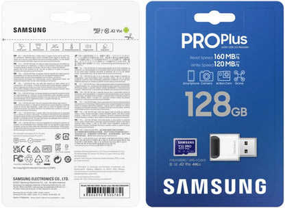 Scheda di memoria microSDXC Samsung PRO Plus, 128Gb, Classe 10 / UHS-1 U3, Con Lettore di Schede e Adattatore MB-MD128KB/WW