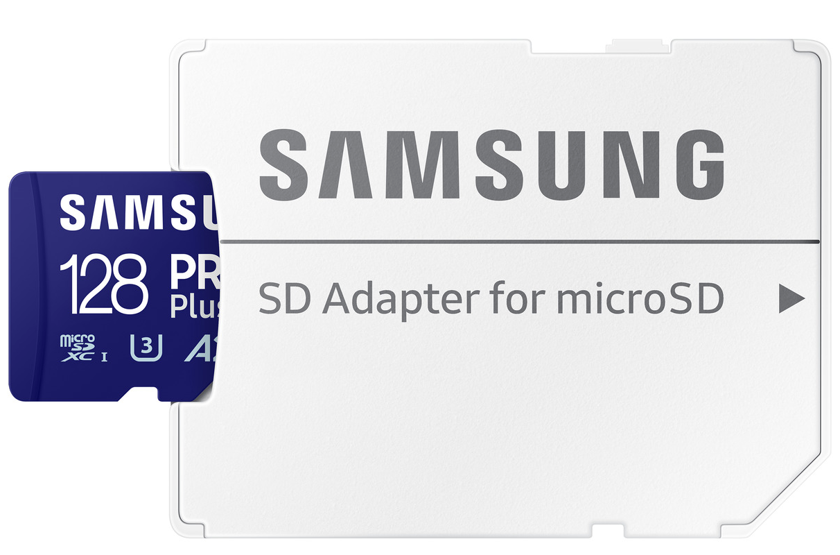 Scheda di memoria microSDXC Samsung PRO Plus, 128Gb, Classe 10 / UHS-1 U3, Con Adattatore MB-MD128SA/EU