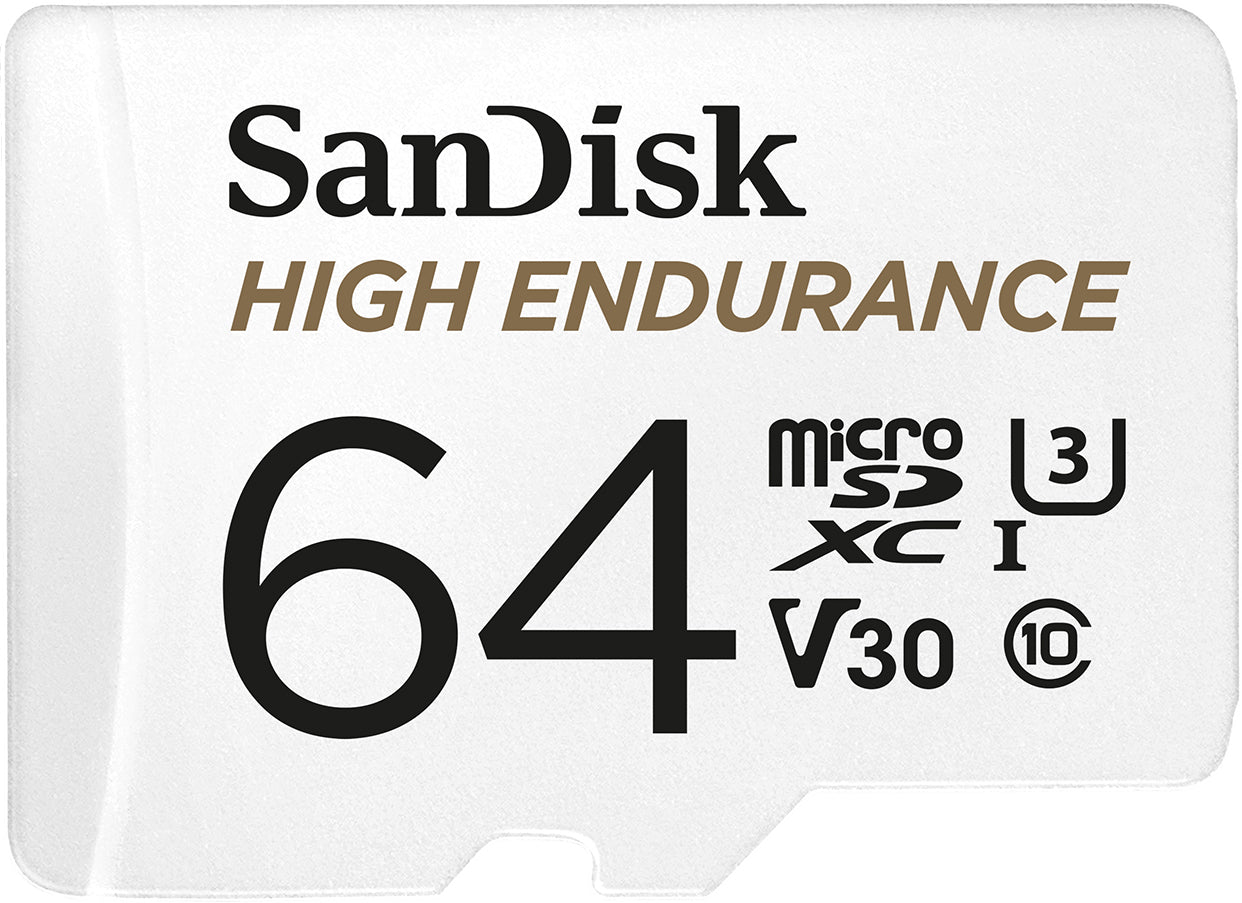 Scheda di Memoria microSDXC SanDisk High Endurance, 64Gb, Classe 10 / UHS-1 U3, Con Adattatore SDSQQNR-064G-GN6IA