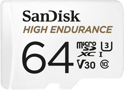 Scheda di Memoria microSDXC SanDisk High Endurance, 64Gb, Classe 10 / UHS-1 U3, Con Adattatore SDSQQNR-064G-GN6IA