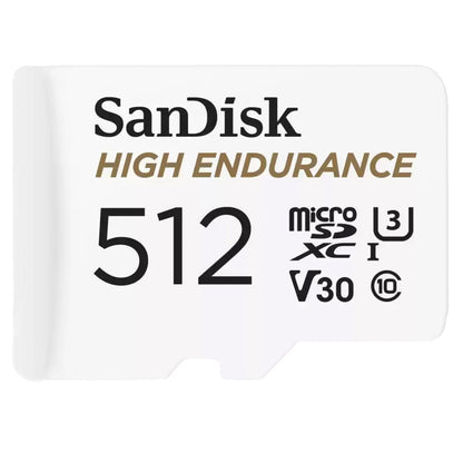 Scheda di Memoria microSDXC SanDisk High Endurance, 512Gb, Classe 10 / UHS-1 U3, Con Adattatore SDSQQNR-512G-GN6IA