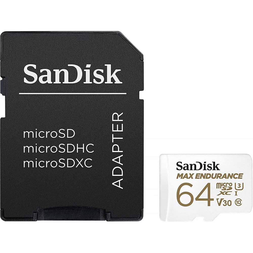 Scheda di Memoria microSDXC SanDisk MAX Endurance, 64Gb, Classe 10 / UHS-1 U3, Con Adattatore SDSQQVR-064G-GN6IA