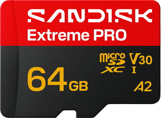 Scheda di memoria microSDXC SanDisk Extreme Pro A2, 64Gb, Classe 10 / UHS-1 U3, con adattatore SDSQXCU-064G-GS6MA