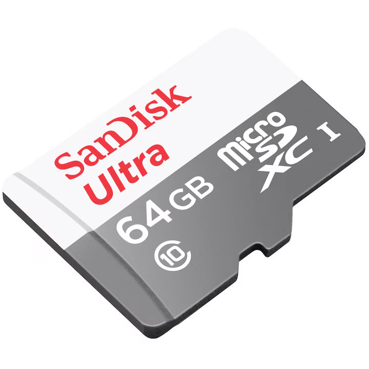 Scheda di Memoria microSDXC SanDisk Ultra, 64Gb, Classe 10, Con Adattatore SDSQUNR-064G-GN3MA